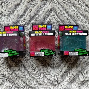 Nee Doh Nice Cube Glitter & Glow Squish Toy - Purple, Pink, Teal
